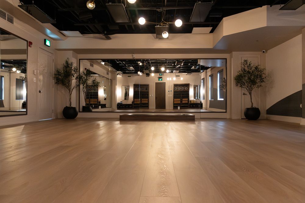 Forma by ACE pilates studio with olive trees and mirrors