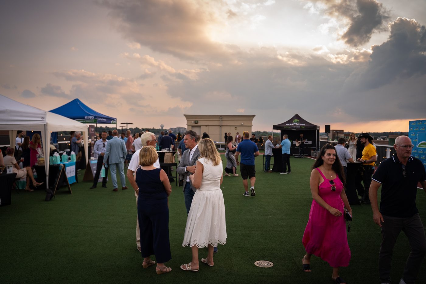 Corporate event on ACE rooftop at sunset